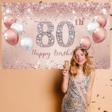 80Th Birthday Decorations For Women, Rose Gold 80Th Birthday Backdrop Banner, 80 & Fabulous Sash, 80Th Birthday Tiara Crown, Pink Party Supplies, Happy 80 Year Old Birthday Ideas Favor