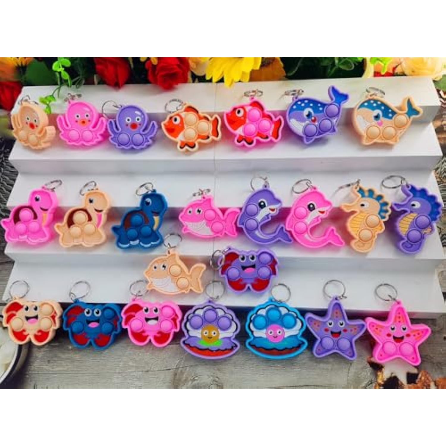 24 Packs Bulk Mini 10 Designs Ocean Animal Classroom Students Prizes From Teacher,Sea Creature Birthday Party Favors Baby Teething Fidgets