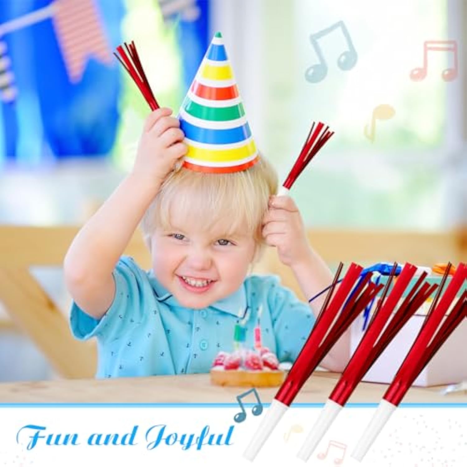 120 Pcs Gold & Red Noise Makers Metallic Party Favors