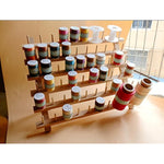 60-Spools Wooden Thread Holder Sewing And Embroidery Thread Rack And Organizer Thread Rack For Sewing With Hanging Hooks