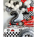 Race Car Balloon Set: Checkered Flag, Star Foil Balloons - Party Decor