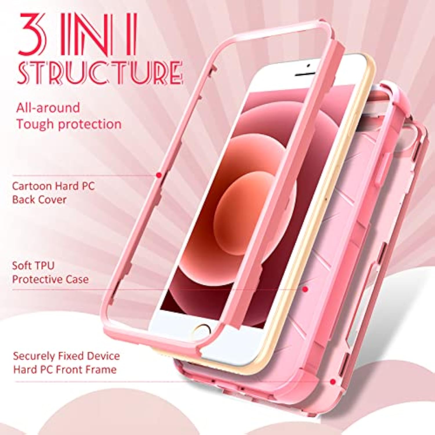 For Iphone Se Case 2020/2022/3Rd Generation, For Iphone 8/7 Case, Heavy Duty Protective Strawberry Cute Phone Cover For Women Men Girls Boys Hard Cases For Iphone 7/8/Se