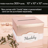 10" Rose Gold Card Box, Party Card Holder, Money Gift Box For Wedding Reception, Honeymoon, Graduation, Birthday, Sweet 16, Bridal Or Baby Shower - Wedding Gift Table Decoration