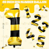 40 Inch Bee Giant Balloon Honey Yellow Balloon Bee Theme Decorations For Baby Shower Birthday Party(Number 1)
