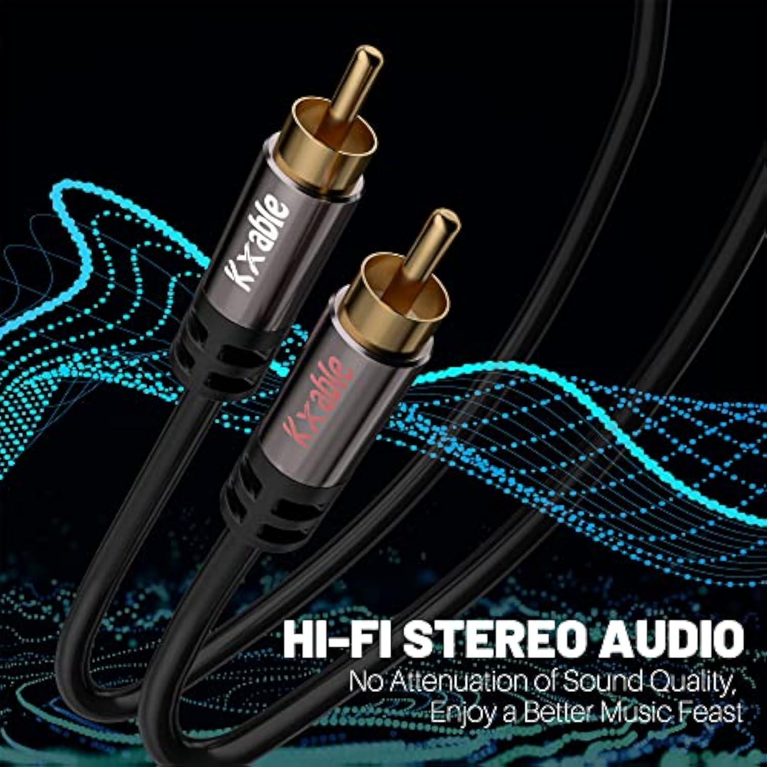 2Rca To 2Rca Cable 25 Feet, Hi-Fi Sound, Shielded, Gold-Plated, 2 Rca Male To