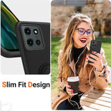 Case For Motorola Moto G 5G 2025 Phone Case With Screen Protector, 360° Rotatable Ring Holder Kickstand/Stand Silicone Tpu Slim Fit Shockproof Protective Cover Case For Moto G 5G 2025 - Black