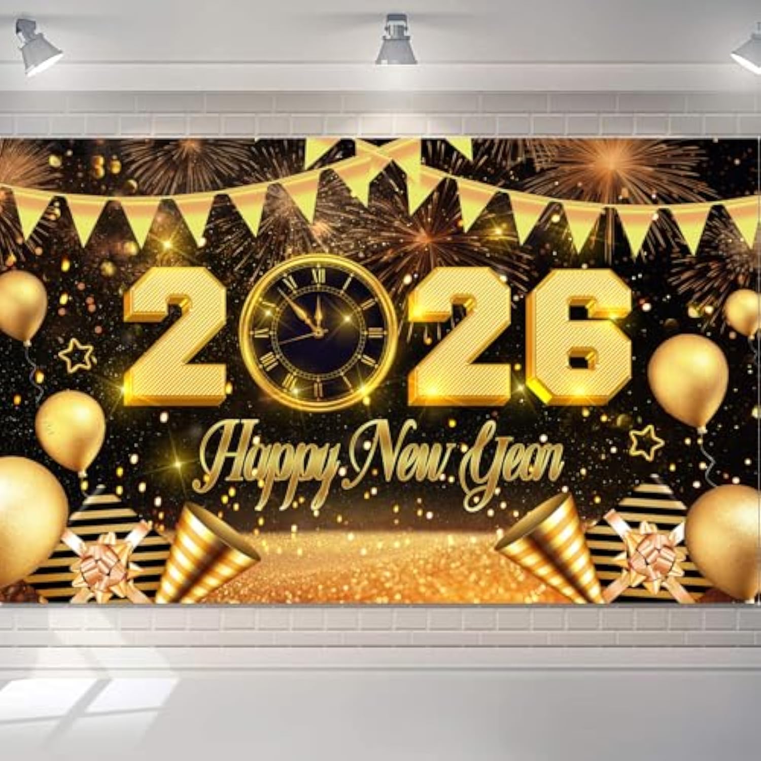 Happy New Year 2026 Banner Backdrop Party Decorations New Years Eve Supplies