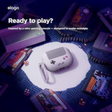 elago AW5 Compatible with AirPods Pro 3 Case Cover - Classic Retro Handheld Game Console Design Case, Carabiner Included [Light Grey]