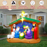 8Ft Christmas Inflatables Nativity Scene, Blow Up Christmas Nativity Scene, Led Lighted The Birth Of Jesus Scene Inflata