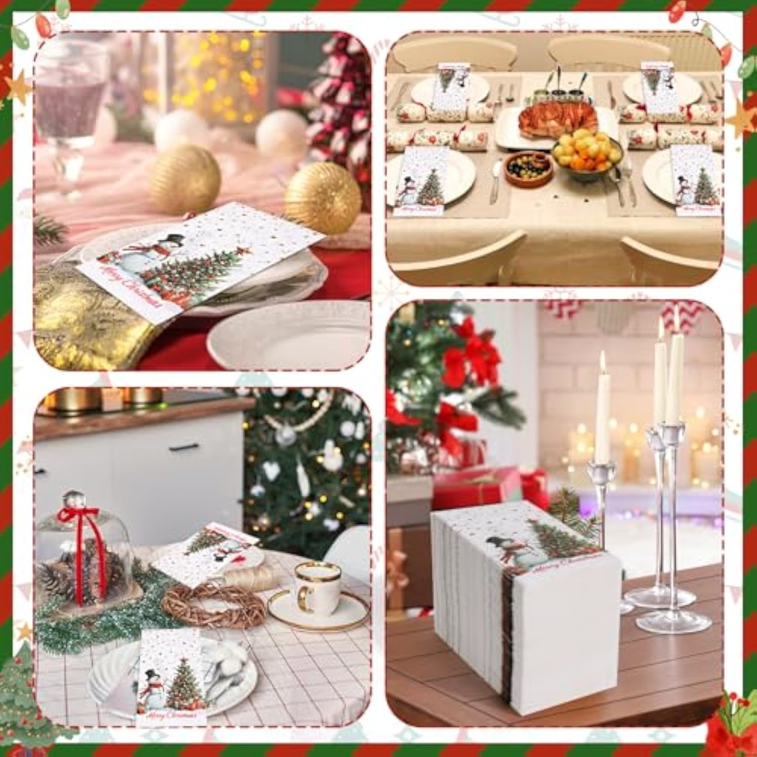 170 Pcs Christmas Disposable Napkin Papers Snowman White Decorative Table Guest Napkin 2 Ply Merry Christmas Trees Hand Towels For Winter Xmas Holiday Party Lunch Dinner Kitchen Bathroom Supplies
