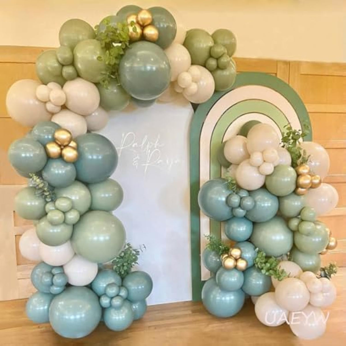 136Pcs Dusty Green Blue Balloon Garland Arch Kit Green Ash Mist Green