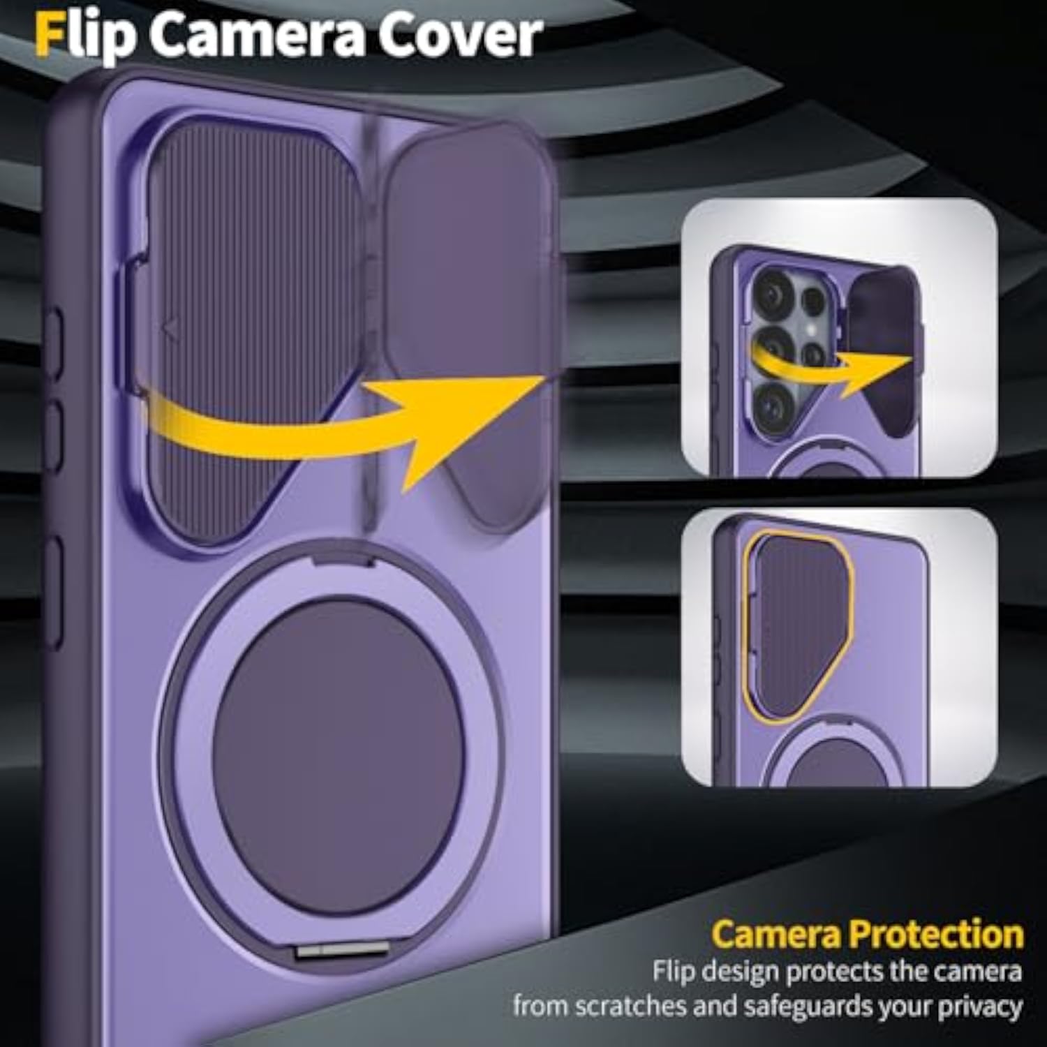 Purple Samsung Galaxy S26 Case with O-Ring Stand Flip Camera Cover