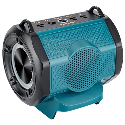 Portable Bluetooth Speaker Compatible with Makita 18V(Battery NOT Included) Wireless BT5.3 and USB Audio Source, TWS Pairing, Multicolored Lights,
