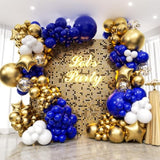 187Pcs Royal Blue And Gold Balloons Arch Garland Kit, 5 10 12 18Inch Royal Blue And Gold White Balloons With Gold Foil Balloons For Baby Shower Anniversary Wedding New Year Birthday Party Decorations