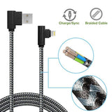 3 Pack 10Ft/3M [The Most Durable Cable] 90 Degree Charging Cable Extra Long Nylon Braided Certified Cable Compatible With Iphone 12/11/Xs Max/Xs/Xr/X, 8 7 6 (Black Gray, 10Ft)
