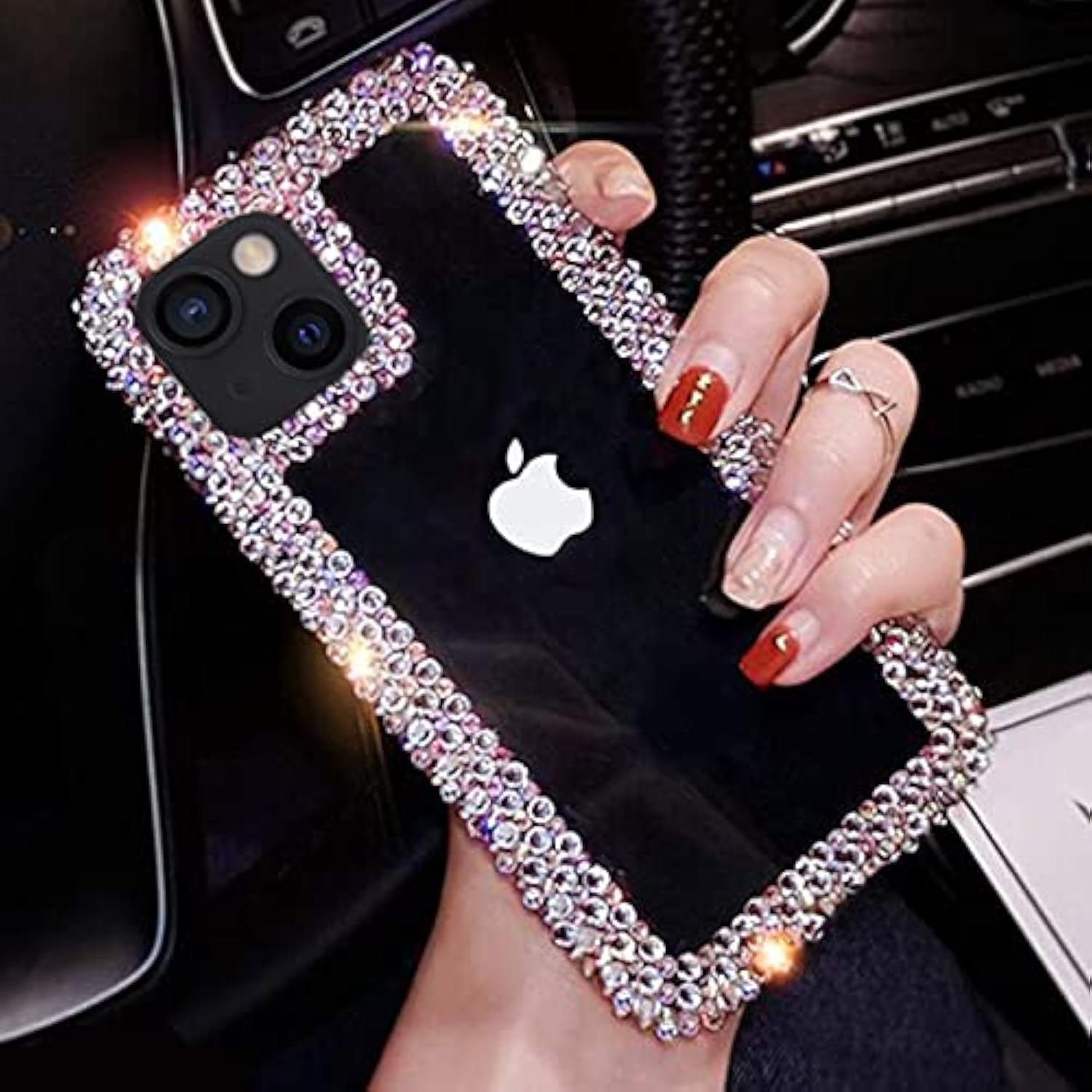Compatible With Iphone 13 Case For Women Girls 3D Glitter Sparkle Bling Case Luxury Shiny Cute Crystal Charms Rhinestone Diamond Bumper Clear Protective Cases Cover Clear