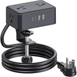 8 in 1 Desk Clamp Power Strip 4 AC Outlets 2 USB A 2 USB C 20W 6.6 Ft Cord