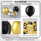 Black and Gold White Balloons Garland Arch Kit - Different Size Balloons Gold Fringe Curtain Backdrop for Graduation Birthday Anniversary New Years Theme Party Decorations