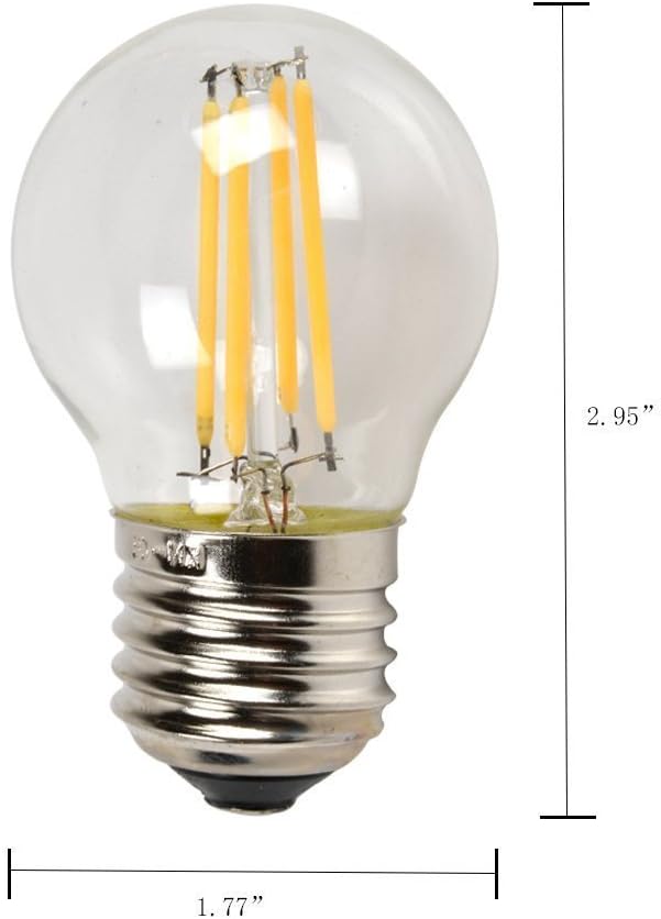 4 Pack G45 G14 Dimmable Edison LED Filament Bulbs 4W 2700K 400LM E26