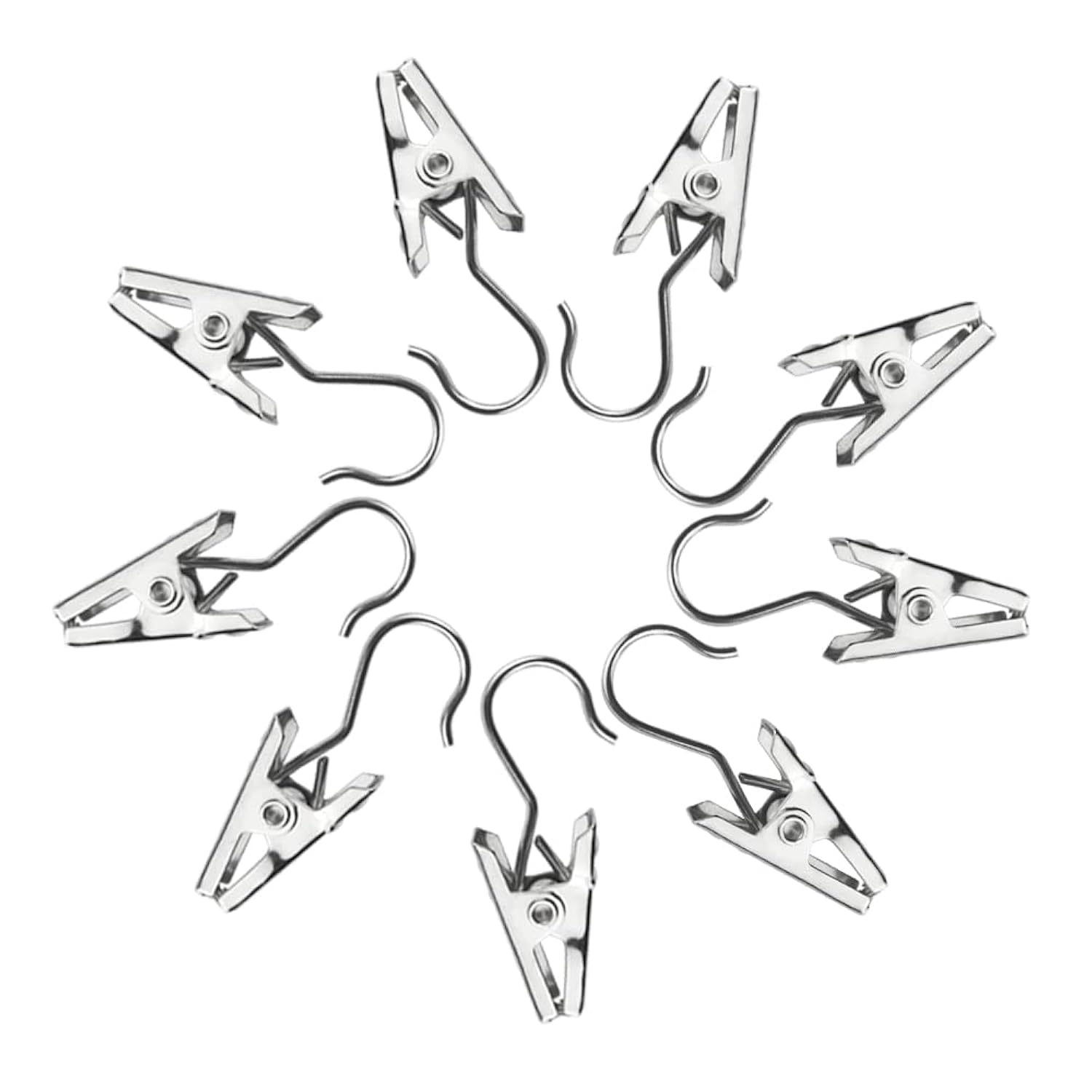 100 Pcs Curtain Clips With Hooks, Small Metal Wire Holder String Party Lights Hanger Wire Holder Awning Light Christmas Decor For Home Decoration Shower Drapery Art Craft Display(Silver)