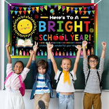 Back To School Decorations Back To School Backdrop Here'S To A Bright School Year First Day Of School Banner Large Welcome Banner For First Day Of School Photo Backdrop