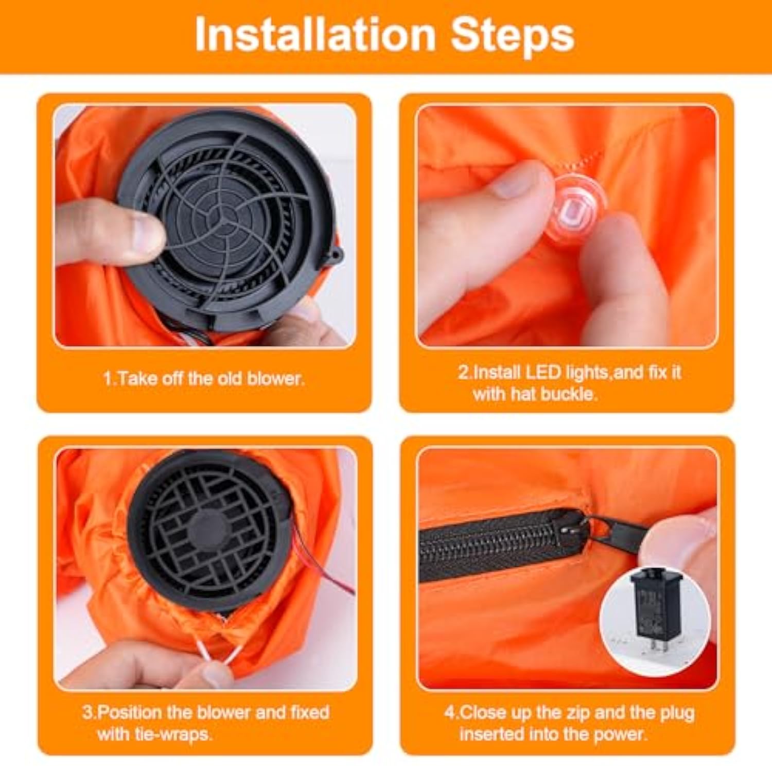12V 1.2A Replacement Air Blower Fan For 5-12Ft Halloween Christmas Inflatables With 1.5A Adapter 5 Led Light Fans Outdoo