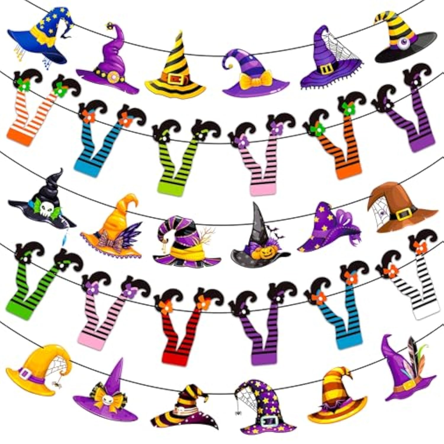 Halloween Witch Hat & Boot Banner Set - Witch Theme Party Decor