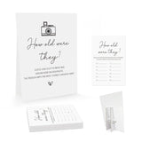 Minimalist How Old Were The Bride And Groom Game, Guessing The Age Photo Game, Bridal Shower Wedding Shower Game ( 1 Sign And 30 Cards)-Bng20