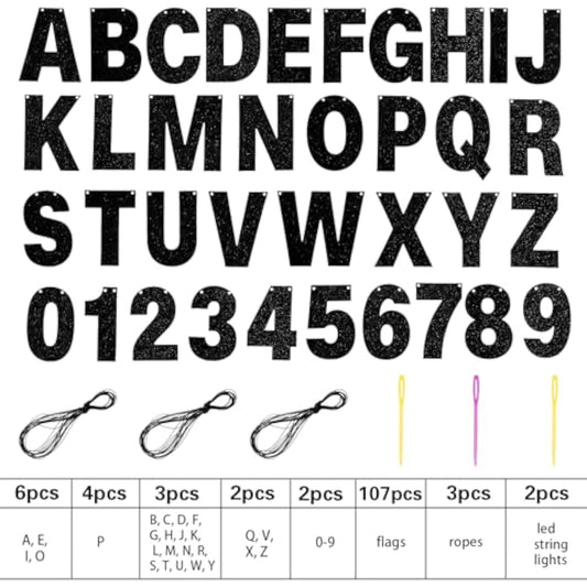 112 Pcs Diy Letter Banner Glitter Customizable Banner Kit Custom Banne