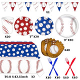 143-Pc Baseball Party Tableware Set - Plates, Napkins & More for Birthdays