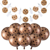 10 Pcs 21 Inch Cookie Balloons Cookies Milk Birthday Party Decorations Include 8 Foil Chocolate Chip Biscuit Inflatables Decor And 2 Banners For Birthday Party Supplies Baby Shower