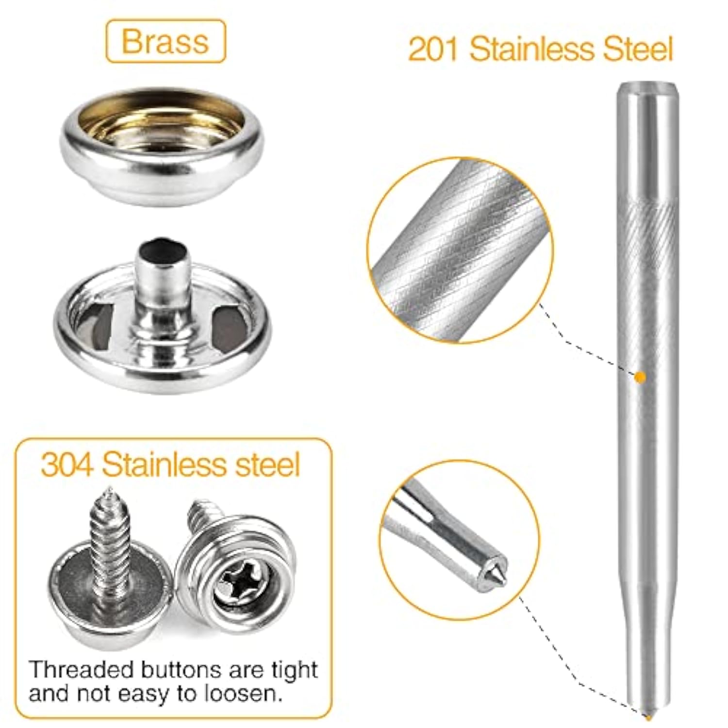 150 Pcs Canvas Snap Kit Tool, Metal Screws Snaps Marine Grade 3/8" Soc