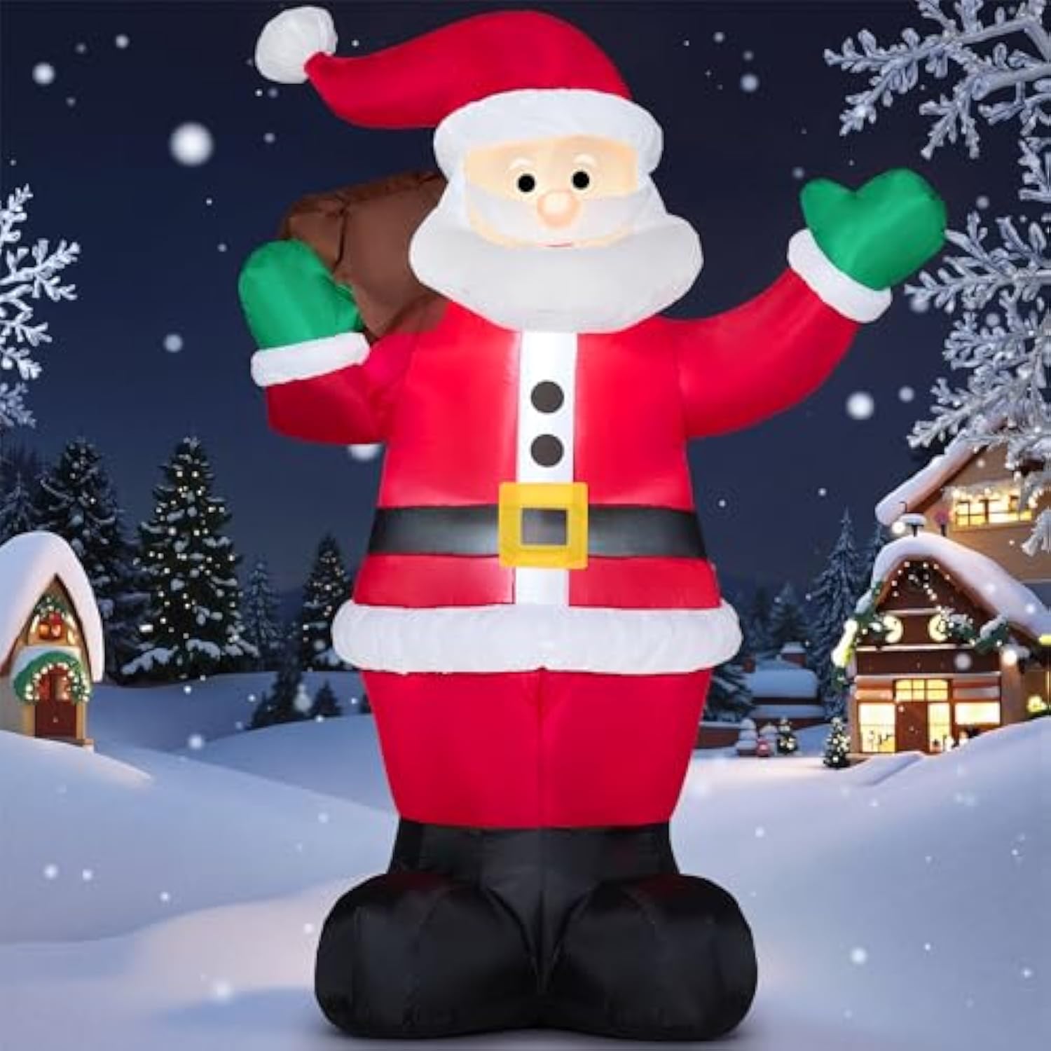 6 Ft Christmas Inflatable Santa With Gift Bag, Blow Up Xmas Inflatable Decorations With Build In Leds For Christmas Deco