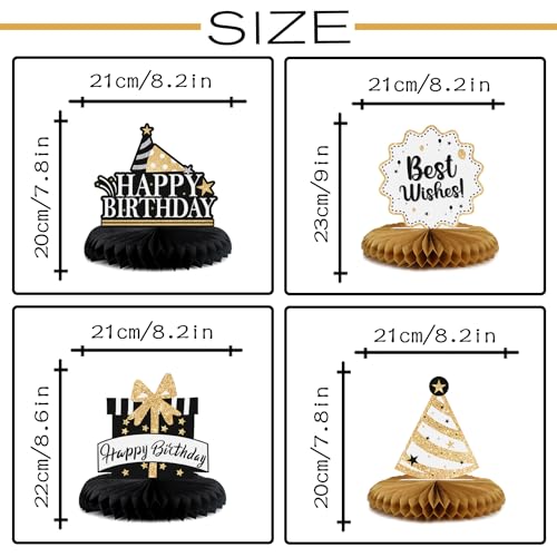 Happy 21st Birthday Decorations,21st Bday Gold Glitter Shiny Stand Honeycomb Table Centerpieces - Cheers to 21 Years Old Birthday Party Photoprop Gift Sign.