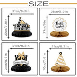 Happy 21st Birthday Decorations,21st Bday Gold Glitter Shiny Stand Honeycomb Table Centerpieces - Cheers to 21 Years Old Birthday Party Photoprop Gift Sign.
