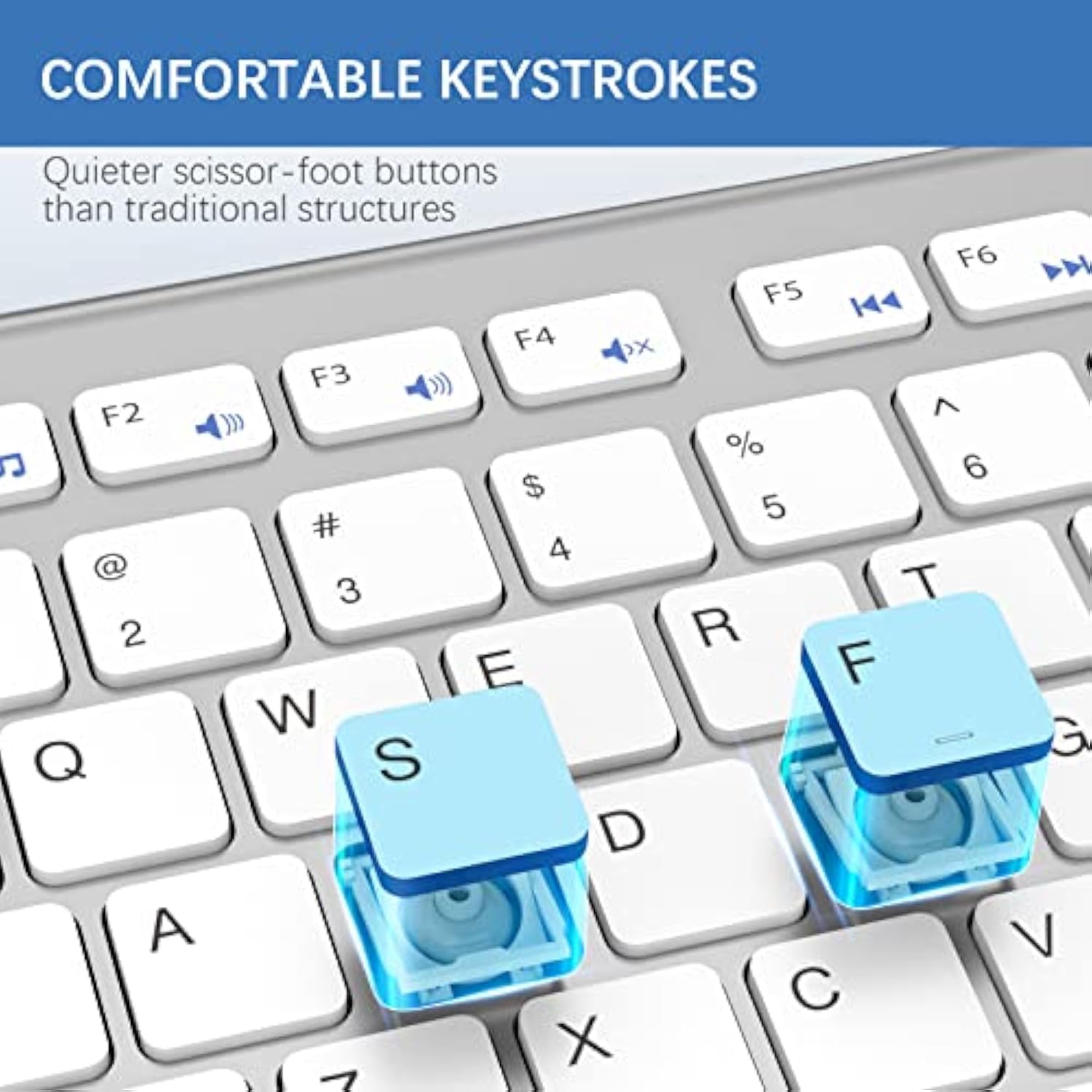 Wireless Keyboard, 2.4G Rechargeable Ultra Slim Full Size Silent Wireless Comp