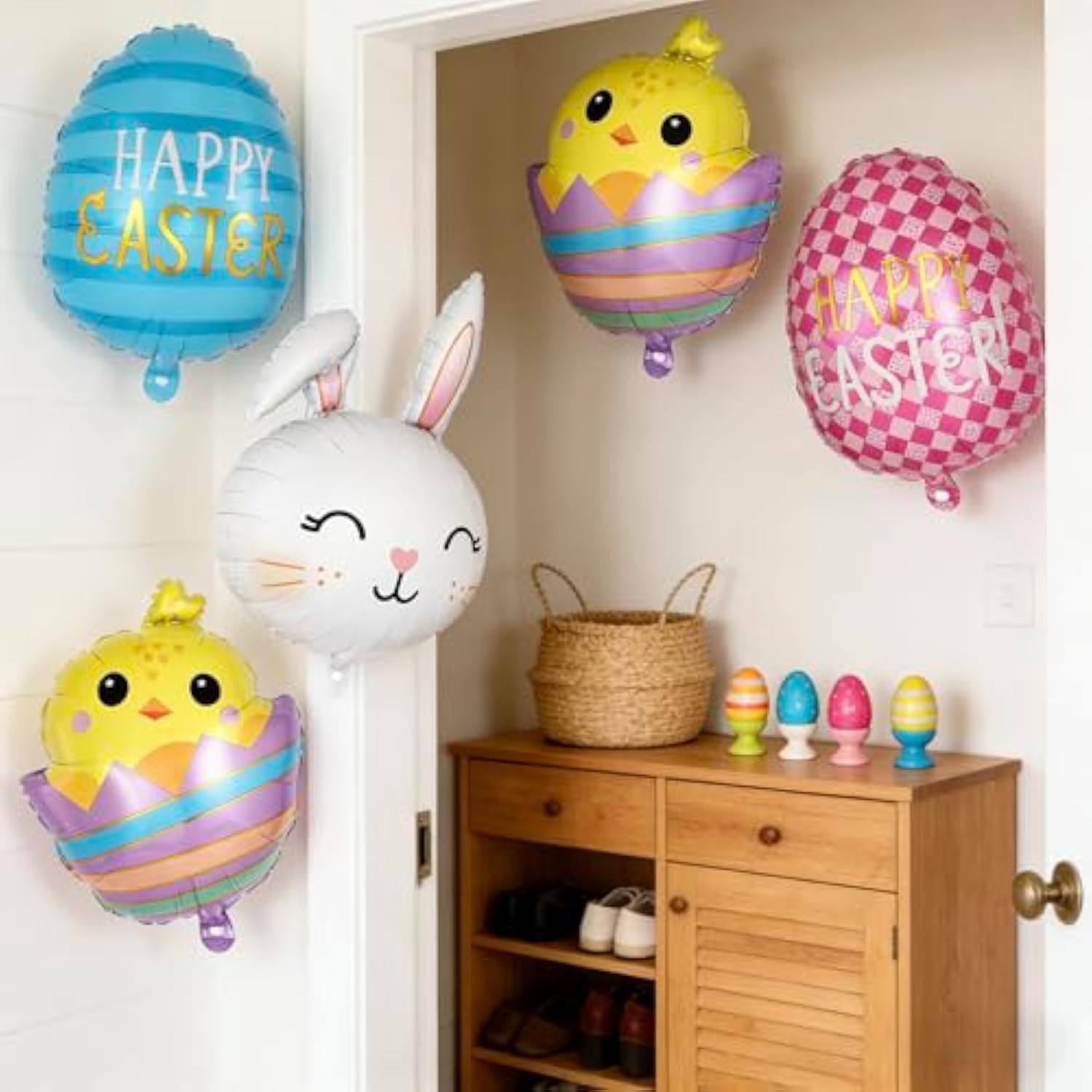 Easter Balloons Set, 6 Pcs Foil Bunny Egg Chicken Balloons, Rabbit Head Mylar Balloon For Birthday Easter Spring Theme Party Decoration (6 Pcs Bunny Egg Chicken Set)