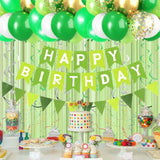 Green Birthday Decorations Banner, Swirls, Bunting & Balloons for Men & Boys
