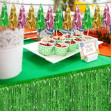 3P Sage-Green Gold Pink Tassel Banner Garland Metallic Foil Fringe Banner Tinsel Tassels Streamer Banner Backdrop For Parade Floats, 2025 Graduation Decorations, Woodland Party Decoration