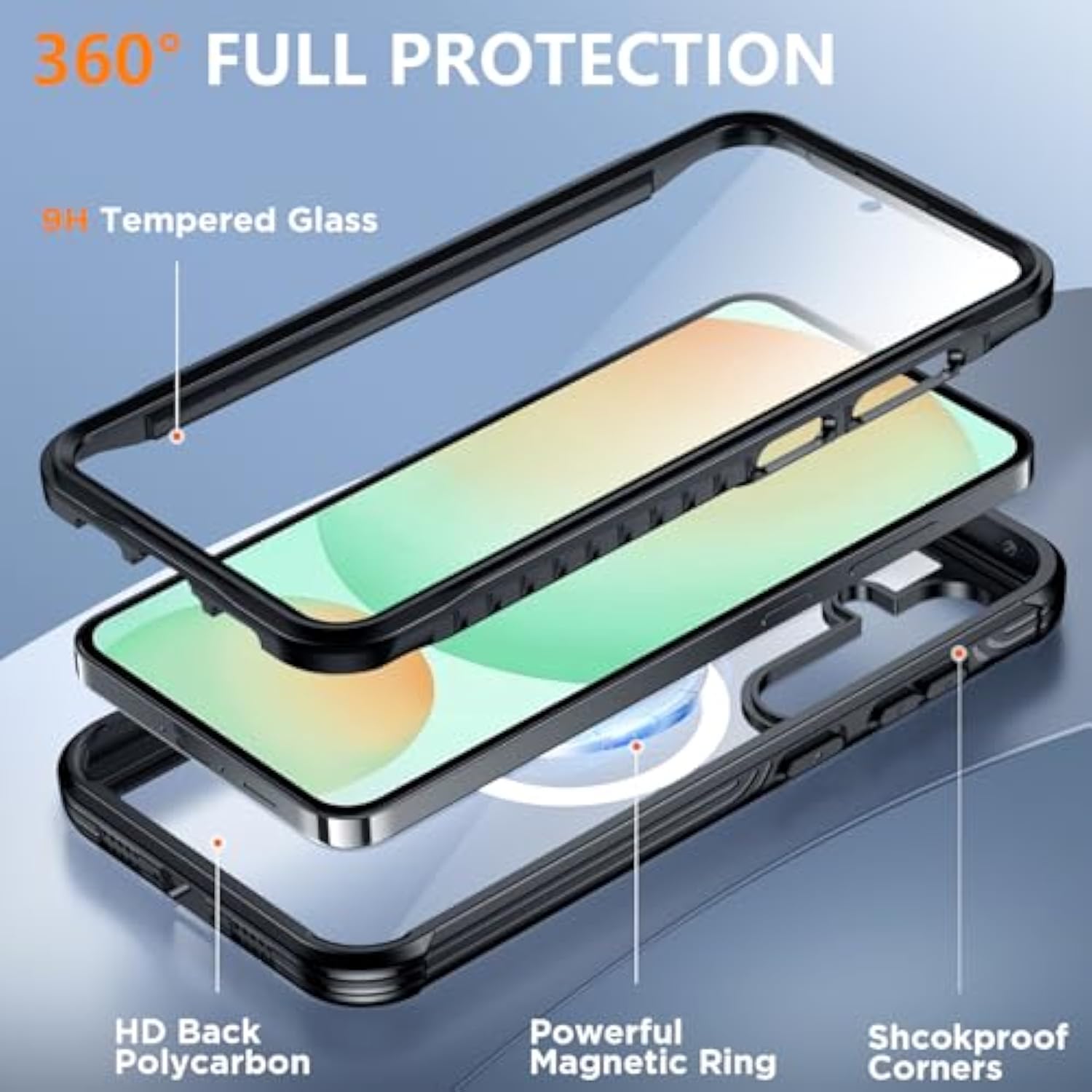 For Samsung Galaxy S24 Fe Case, [Built-In Glass Screen Protector][Compatible With ][Full Body Shockproof][Work With Fingerprint Id] Heavy Duty Protection Phone Case For S24 Fe 6.7"