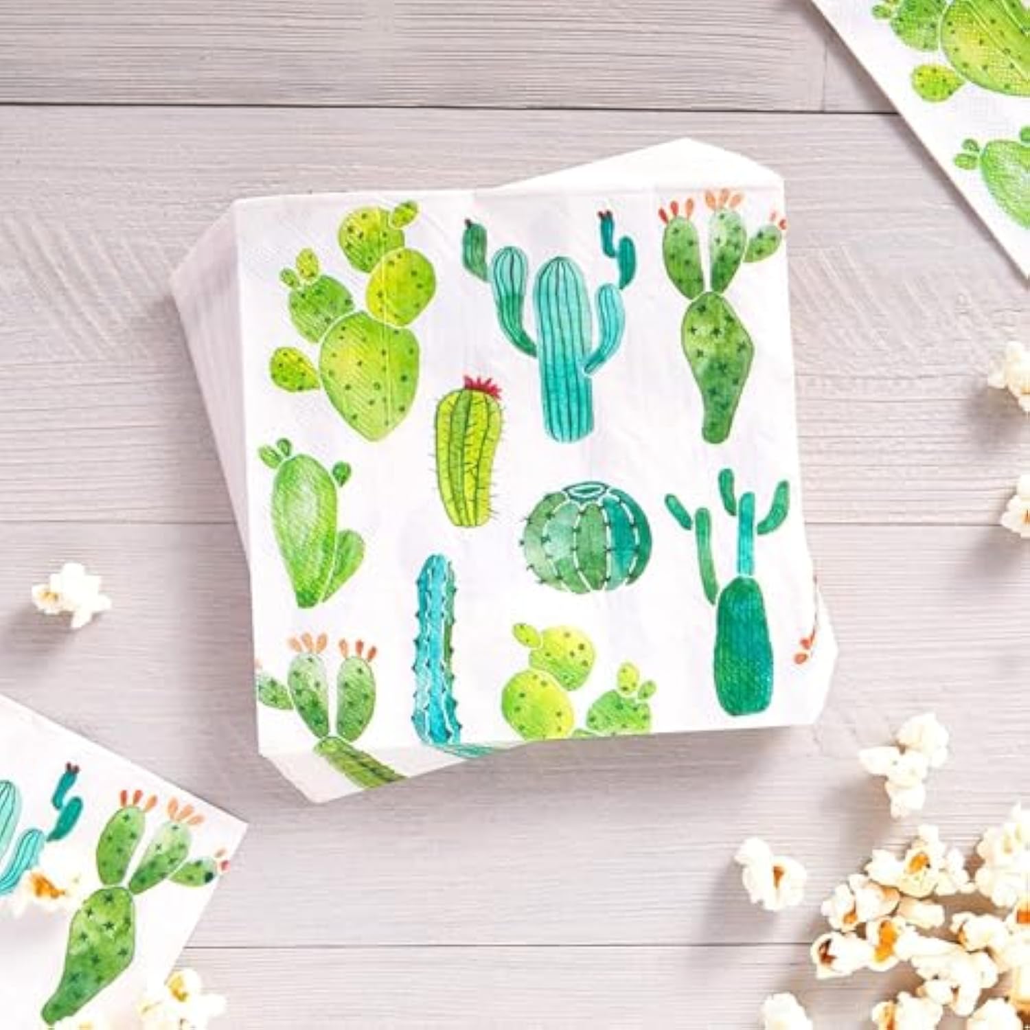 Succulent Cactus Paper Napkins For Fiesta Birthday Party - Cactus Party Decorations - 6.5 Inches (100 Pack)