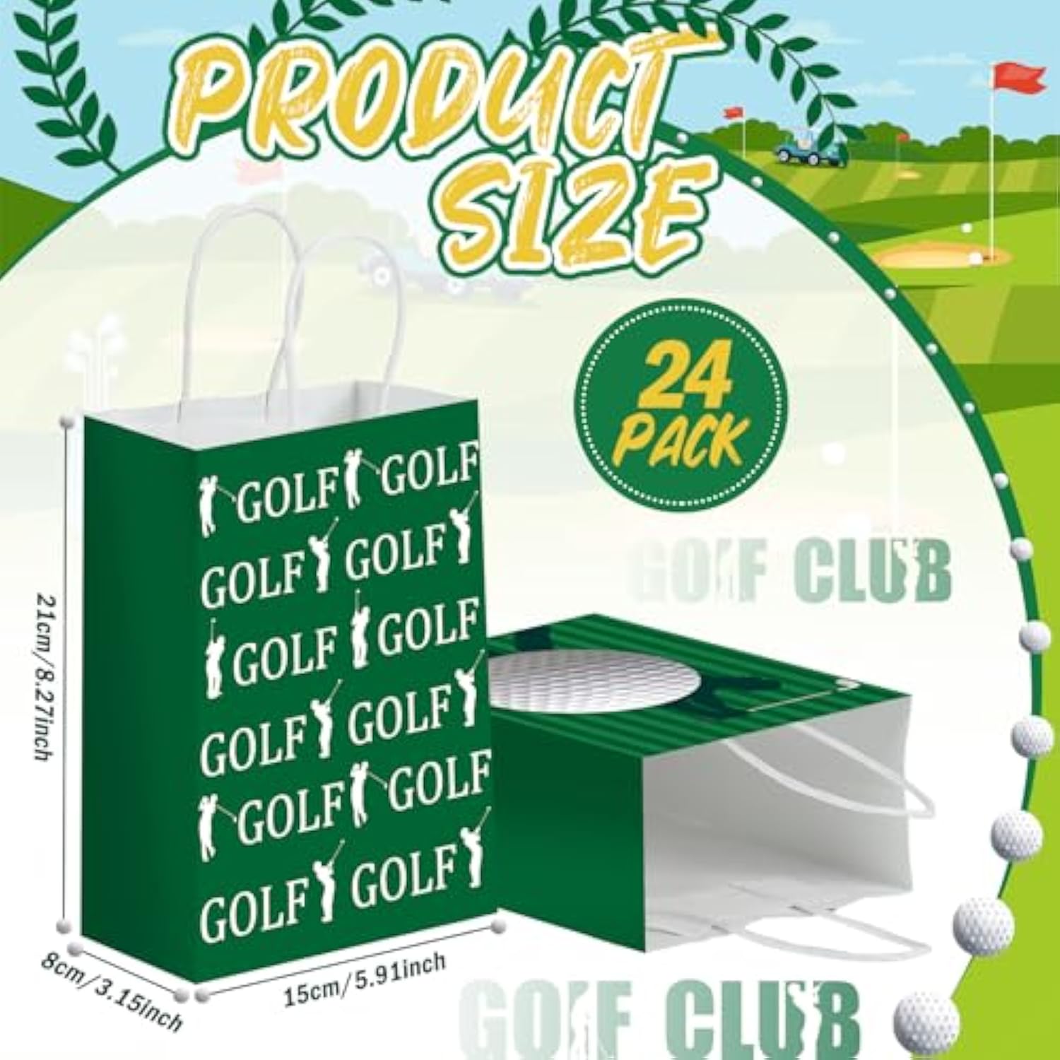 24 Pcs Golf Party Favor Bags Golf Goodie Gift Wrapping Paper Bags With Handles Portable Sports Ball Candy Treat Pouch For Birthday Party Decorations Supplies