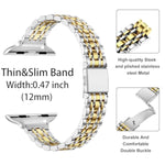 Slim Metal Band Compatible With Apple Watch Band 42Mm(Series 10) 41Mm 40Mm 38Mm,Dressy Stainless Steel Chain Strap For Women Iwatch Bands Series 9 8 7 6 5 4 3 2 1 Se,Silver/Gold