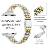 Slim Metal Band Compatible With Apple Watch Band 42Mm(Series 10) 41Mm 40Mm 38Mm,Dressy Stainless Steel Chain Strap For Women Iwatch Bands Series 9 8 7 6 5 4 3 2 1 Se,Silver/Gold