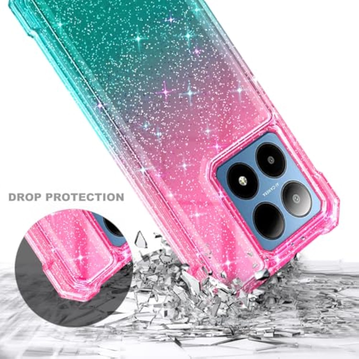 Boost Summit 5G Case with Tempered Glass Full-Body Shockproof Cover Pink/Aqua