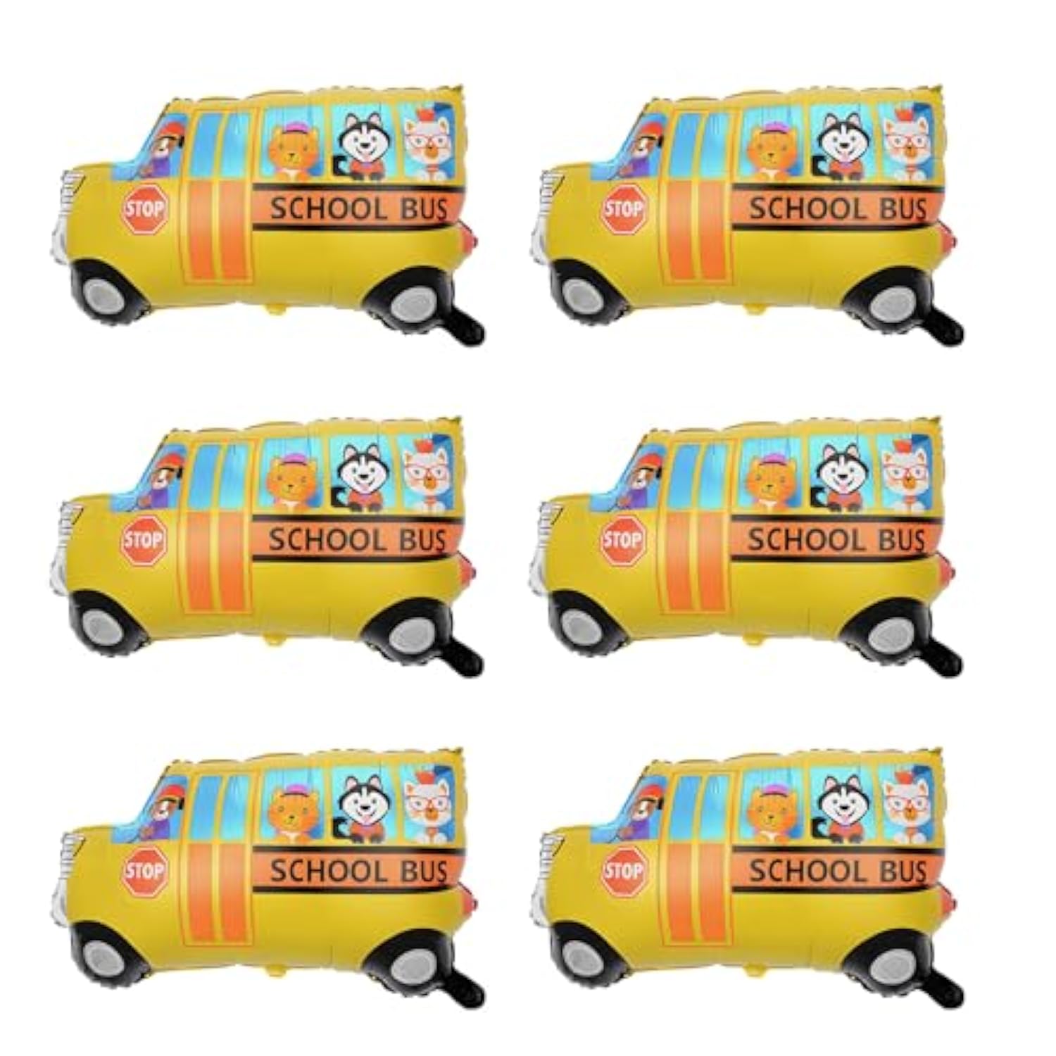 6Pcs Back To School Balloons - 28.3X20.9In Bus Balloon - School Bus Balloons For Classroom Decorations - First Day Of Schools Decoration