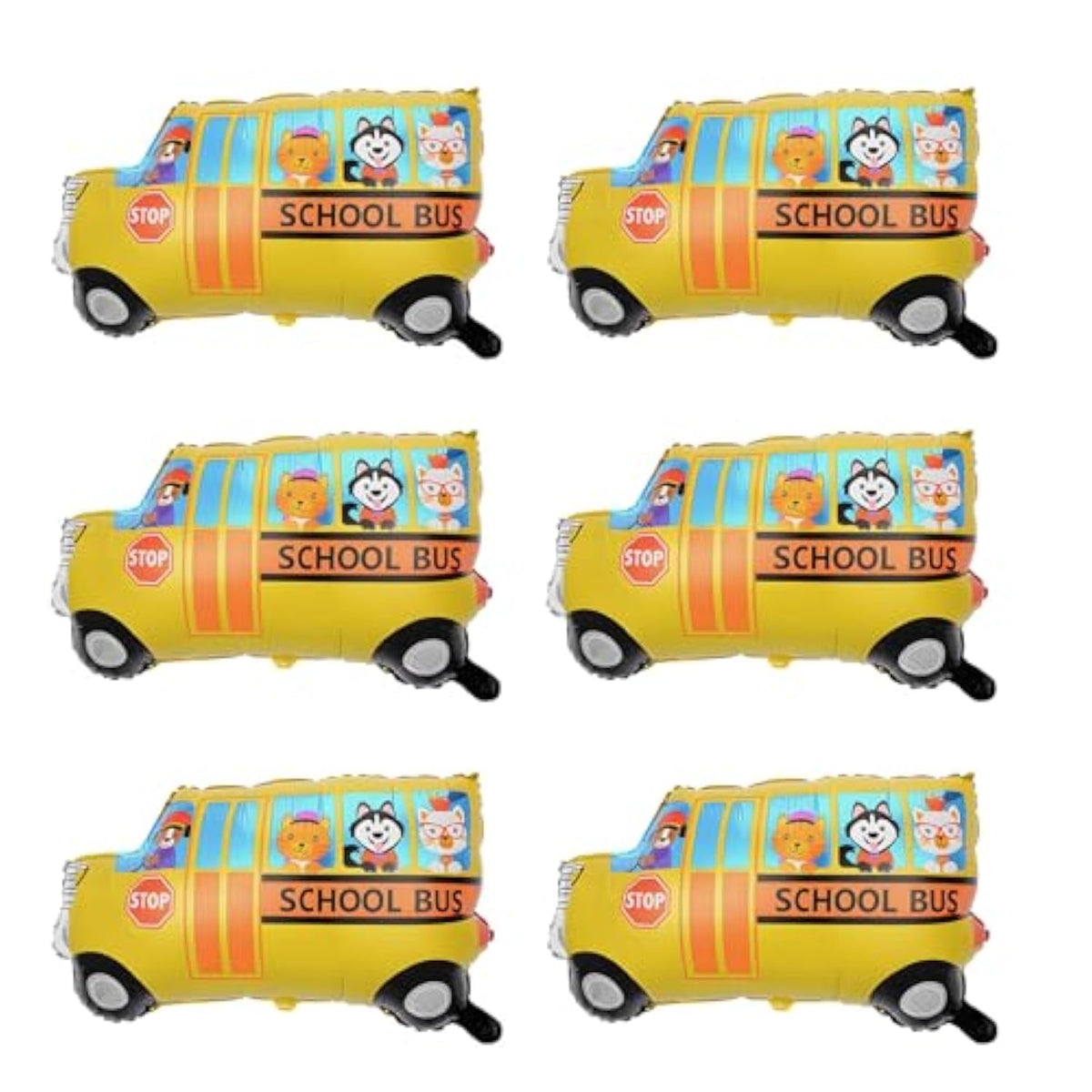 6Pcs Back To School Balloons - 28.3X20.9In Bus Balloon - School Bus Balloons For Classroom Decorations - First Day Of Schools Decoration