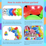 152Pcs Blue Red Yellow Balloon Arch Garland Kit, Different Sizes 12 10 5 Cow Cloud Pattern Green Confetti Latex Balloons For Kids Cartoon Theme Birthday Baby Shower Decorations