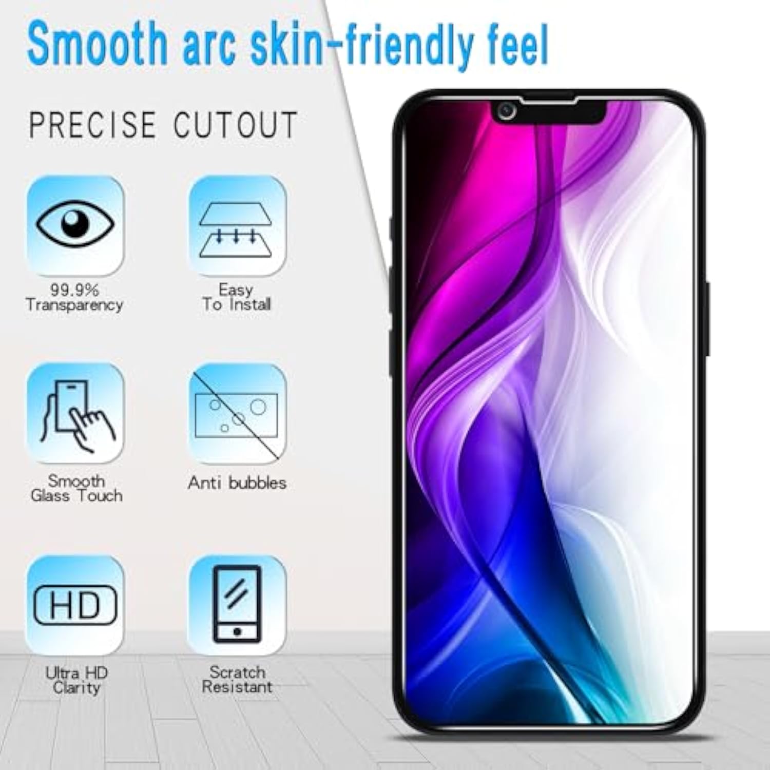 [3 Pack Privacy Screen Protector For Iphone 14 Plus Tempered Glass Film, Anti-Spy, Full Coverage, Case Friendly [Black]