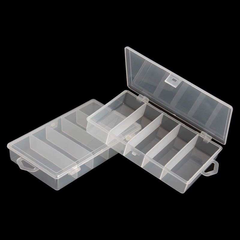 2 Pack 5 Grid Clear Plastic Fishing Tackle Storage Box Jewelry Making